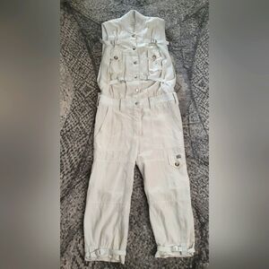 Diesel Collection Beige Utility Cargo Jumpsuit Size XS